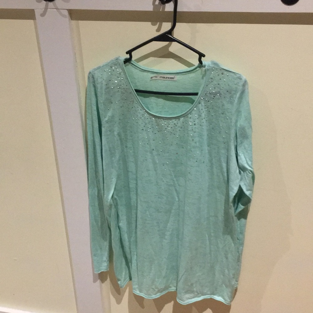 Maurice’s 2X long sleeved burnout tee, mint green